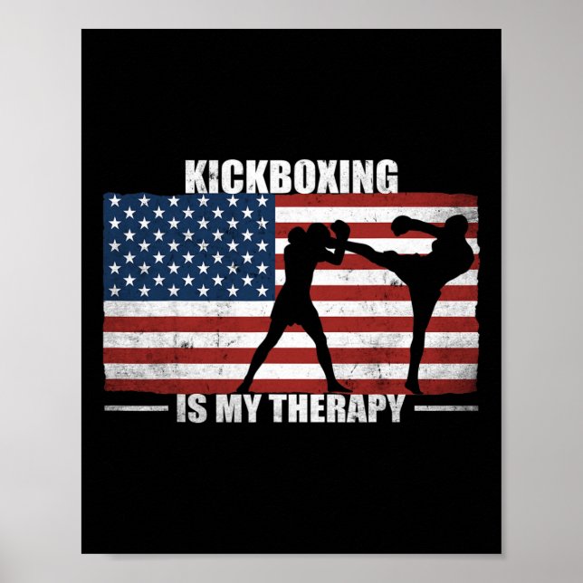 Affiche Kickboxer Drapeau Américain Vintage Us Kickboxing  (Devant)