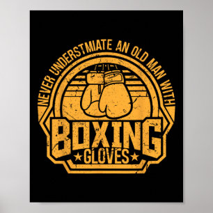Affiche Kickboxeur Kickboxing Boxeur Boxe Design Vintage 