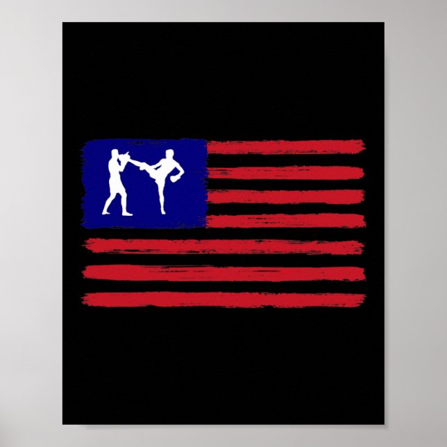 Affiche Kickboxing 4 juillet Patriotique en détresse Ameri (Devant)