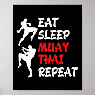 Affiche Kickboxing Boxe Thaïlandaise Manger Dormir Muay Th