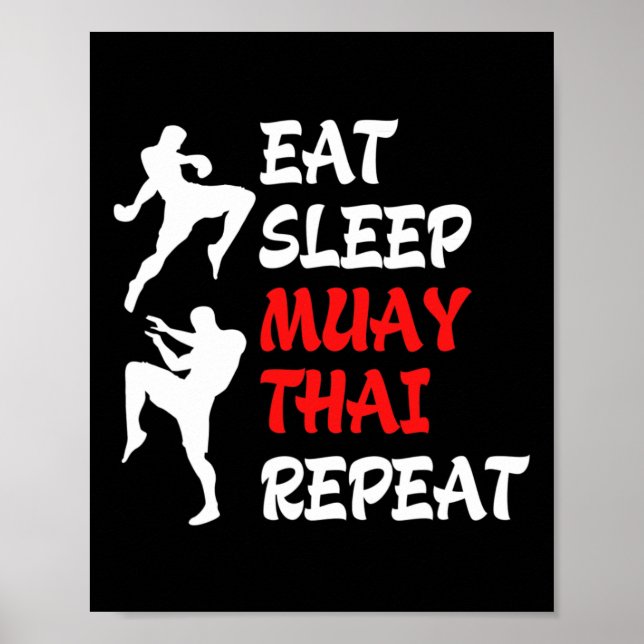 Affiche Kickboxing Boxe Thaïlandaise Manger Dormir Muay Th (Devant)