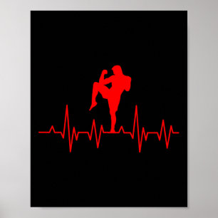 Affiche Kickboxing Boxe Thaïlandaise Rythme Cardiaque Muay