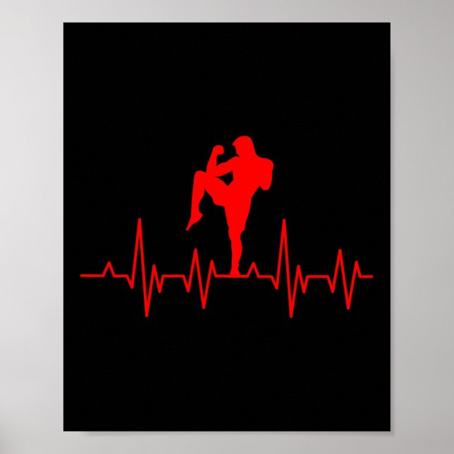 Affiche Kickboxing Boxe Thaïlandaise Rythme Cardiaque Muay (Devant)