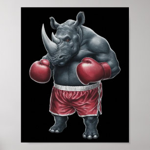 Affiche Kickboxing Boxer Rhino entraînement Muay Thai Rh