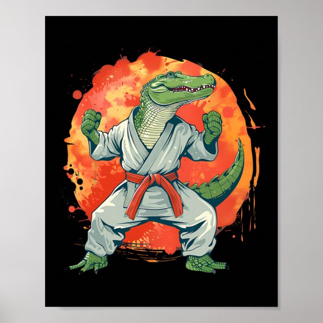 Affiche Kickboxing Crocodile Taekwondo Karaté Mma Drôle Ma (Devant)