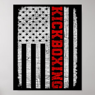 Affiche Kickboxing Drapeau Américain 4 Juillet Patriotique