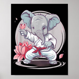 Affiche Kickboxing Éléphant Karaté Taekwondo Jiu-Jitsu MMA