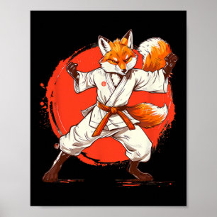 Affiche Kickboxing Fox Taekwondo Karaté Mma Drôle Arts Mar