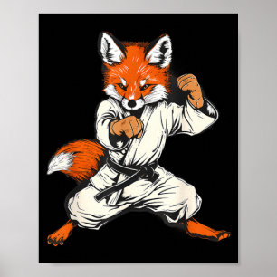 Affiche Kickboxing Fox Taekwondo Karaté Mma Drôle d'Art Ma