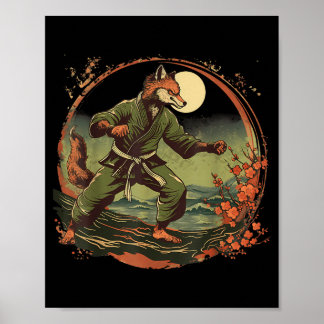 Affiche Kickboxing Fox Taekwondo Karaté Mma Drôle d'Art Ma