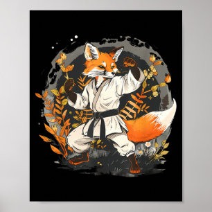 Affiche Kickboxing Fox Taekwondo Karaté Mma Drôle d'Art Ma