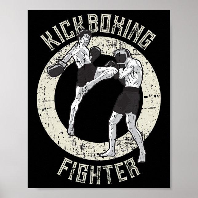Affiche Kickboxing Kickboxer Arts Martiaux Cool Combattant (Devant)