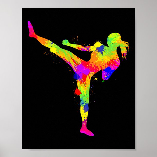 Affiche Kickboxing Kickboxer Karaté Femmes Filles Enfants  (Devant)