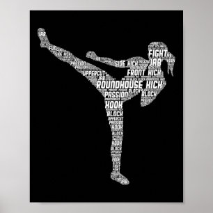 Affiche Kickboxing Kickboxer Karaté Filles Femmes Enfants