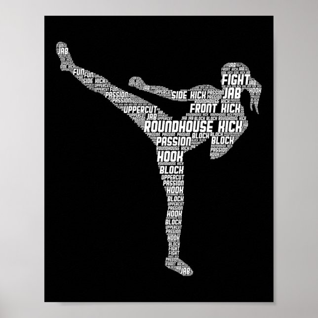 Affiche Kickboxing Kickboxer Karaté Filles Femmes Enfants  (Devant)