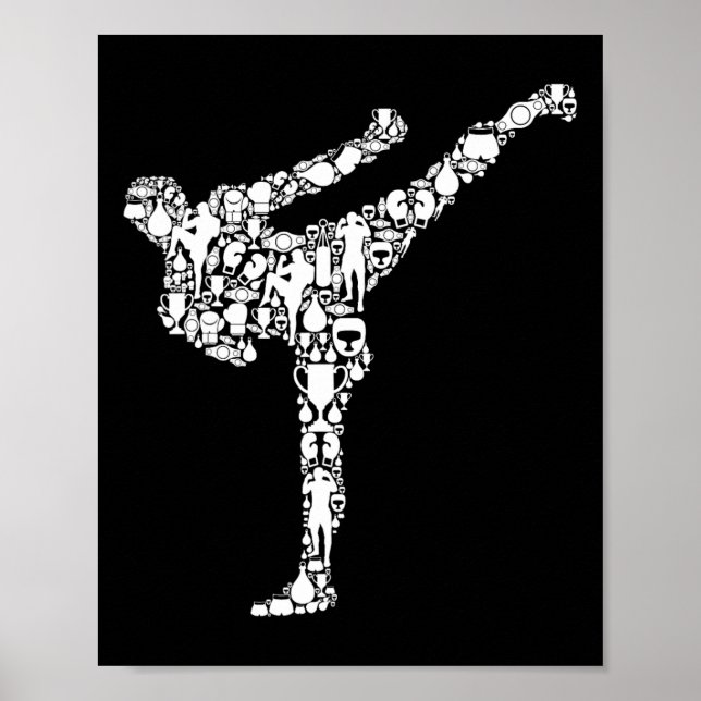 Affiche Kickboxing Kickboxer Karaté Garçons Enfants Hommes (Devant)