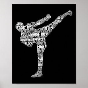 Affiche Kickboxing Kickboxer Karaté Hommes Enfants Garçons