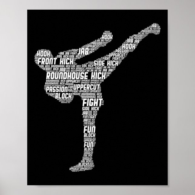 Affiche Kickboxing Kickboxer Karaté Hommes Enfants Garçons (Devant)