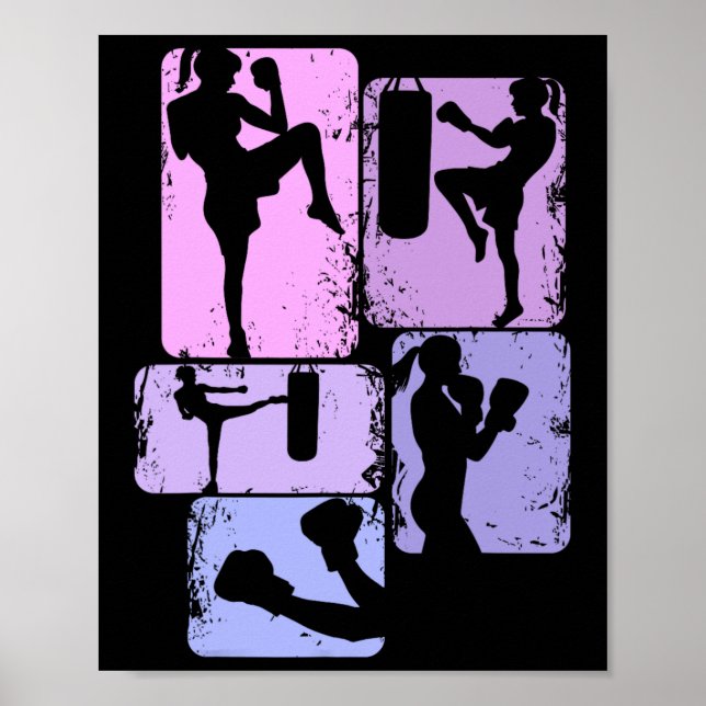 Affiche Kickboxing Kickboxer Taekwondo Karate Girls Kids W (Devant)