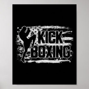 Affiche Kickboxing Kickboxer Usa Drapeau Américain Cadeau