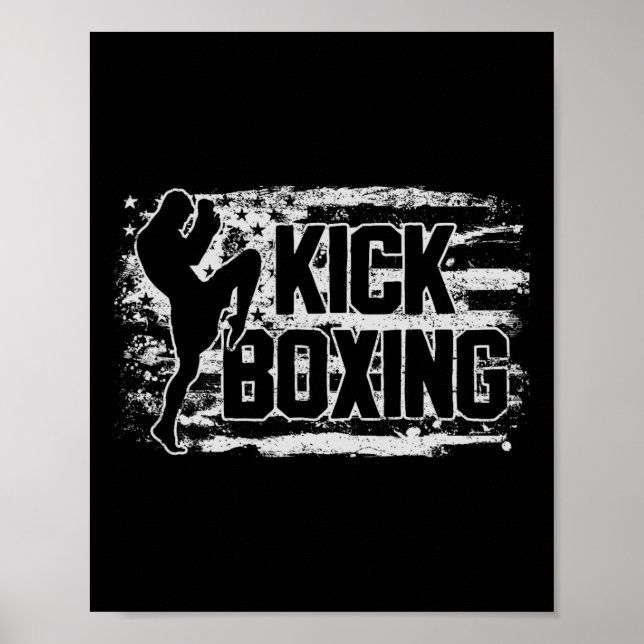 Affiche Kickboxing Kickboxer Usa Drapeau Américain Cadeau  (Devant)