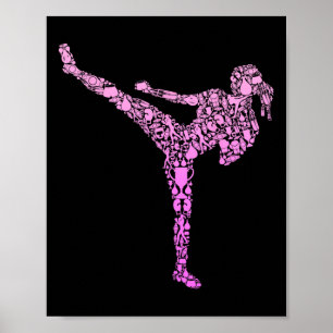 Affiche Kickboxing Kickboxeuse Karaté Filles Enfants Femme