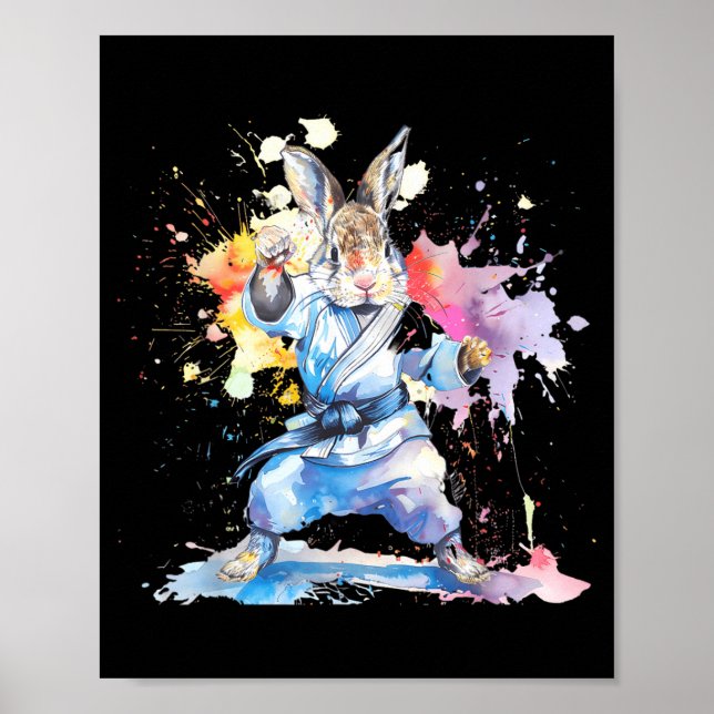Affiche Kickboxing Lapin Karaté Taekwondo Jiu-Jitsu MMA (Devant)