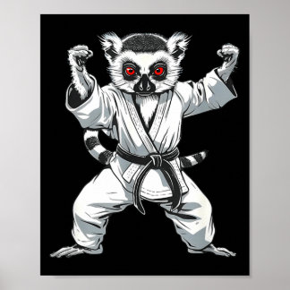 Affiche Kickboxing Lémurien Arts Martiaux Karaté Jiu-Jitsu