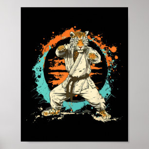 Affiche Kickboxing Léopard Taekwondo Karaté Mma Arts Marti