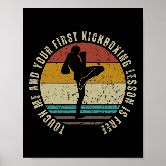 Affiche Kickboxing Lesson For Free Coach Funny Kickboxer _ (Devant)
