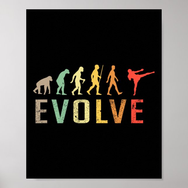 Affiche Kickboxing Muay-thai Evolution Vintage Funny Desig (Devant)
