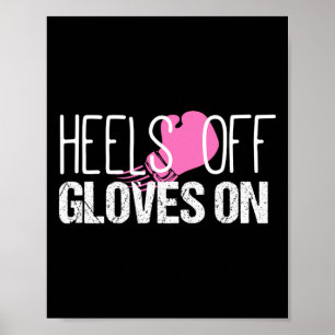 Affiche Kickboxing Talons Élevés Gants Sur Chemise