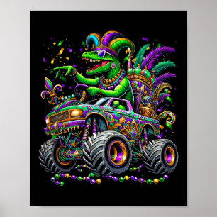 Affiche Kid Mardi Gras Grawer Dinosaur Trex Monster Truck