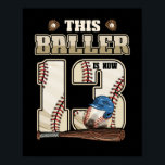 Affiche Kids 13th Birthday Baseball Boy Thirteen Year Old<br><div class="desc">Awesome tee Ideas People who born in 2009 Retro Vintage Classic Old School 13th Awesome tee Ideas for Men Women. 13 years old awesome vintage birthday. Complete happy birthday decorations .Your birthday party will be funny,  awesome,  epic & legendary</div>