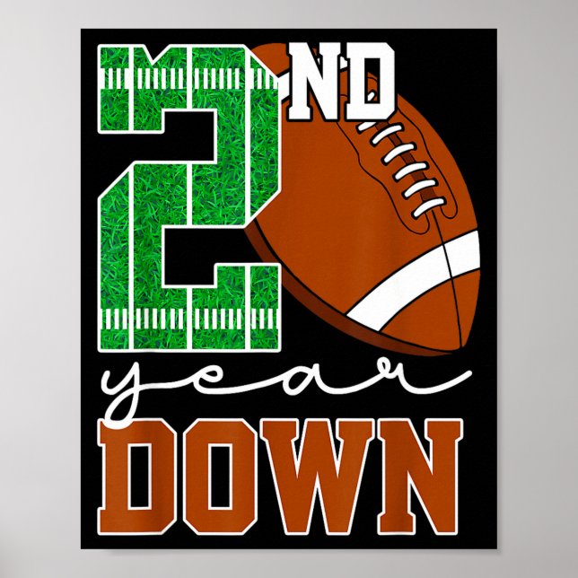 Affiche Kids 2nd Year Down Football Birthday Boy Party 2 Y (Devant)