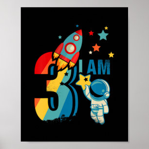 Affiche Kids 3rd Birthday Outer Space Astronaut I Am 3