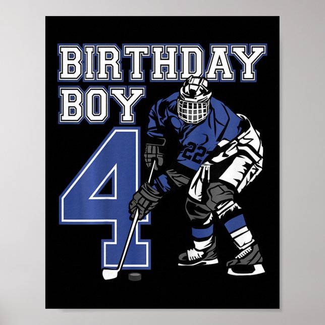 Affiche Kids 4 Year Old Ice Hockey Themed Birthday Party 4 (Devant)