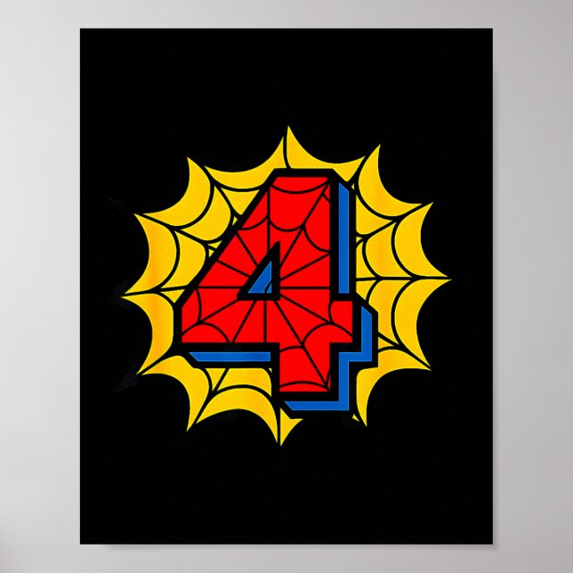 Affiche Kids 4th Birthday Sder Theme Party 4 Year Old Boys (Devant)