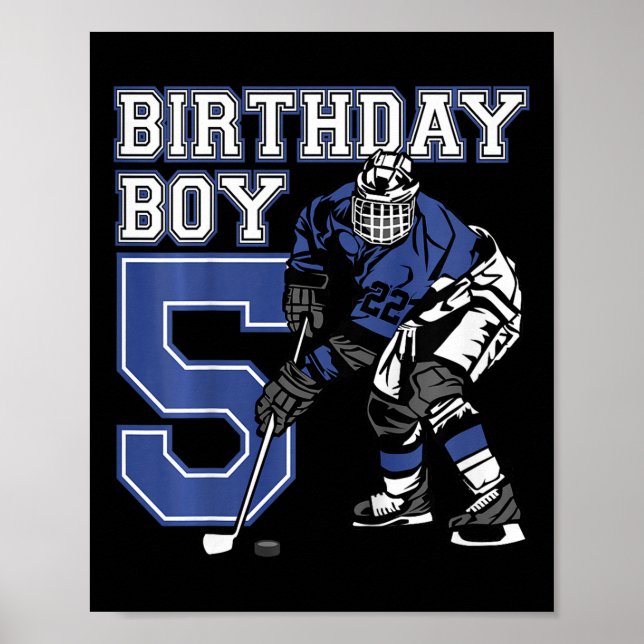 Affiche Kids 5 Year Old Ice Hockey Themed Birthday Party 5 (Devant)