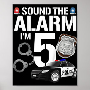 Affiche Kids 5 Year Old Police Birthday Officier Cop Car 5