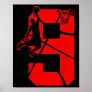 Affiche Kids 9 Year Old 9th Basketball Birthday PartyTheme