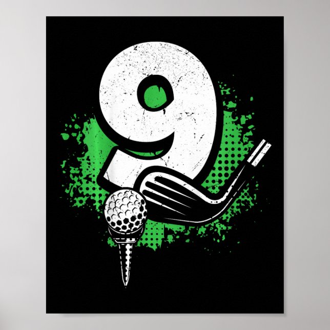 Affiche Kids 9th Birthday Boy Golf Player Golf 9 Years Old (Devant)