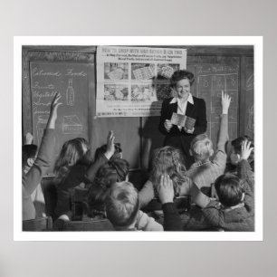 Affiche Kids and Ration Book WWII - Vintage