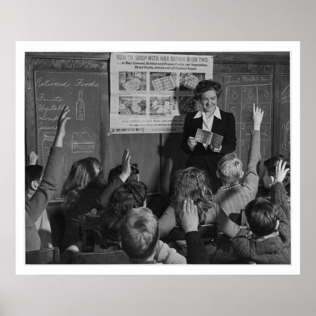 Affiche Kids and Ration Book WWII - Vintage (Devant)