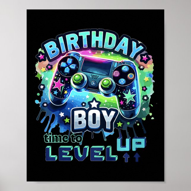 Affiche Kids Birthday Boy Level Up Gamer Controller Video  (Devant)