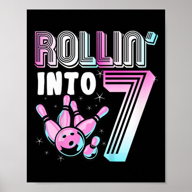 Affiche Kids Bowler Rollin’ Into 7 Bowling 7e anniversaire (Devant)