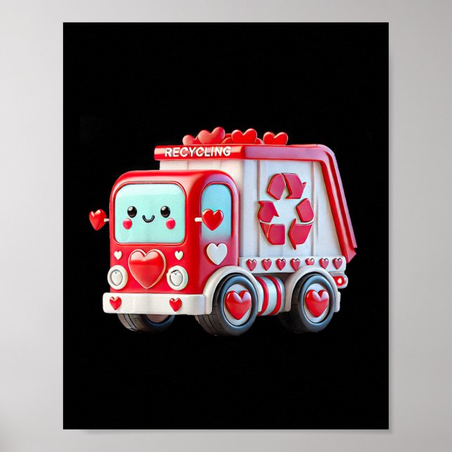 Affiche Kids Boys Kawaii Valentine Red Recycling Trash Tru (Devant)