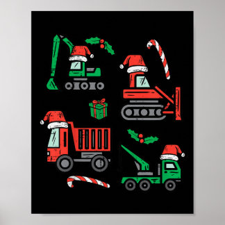 Affiche Kids Christmas Construction Vehicles Truck Xmas Bo