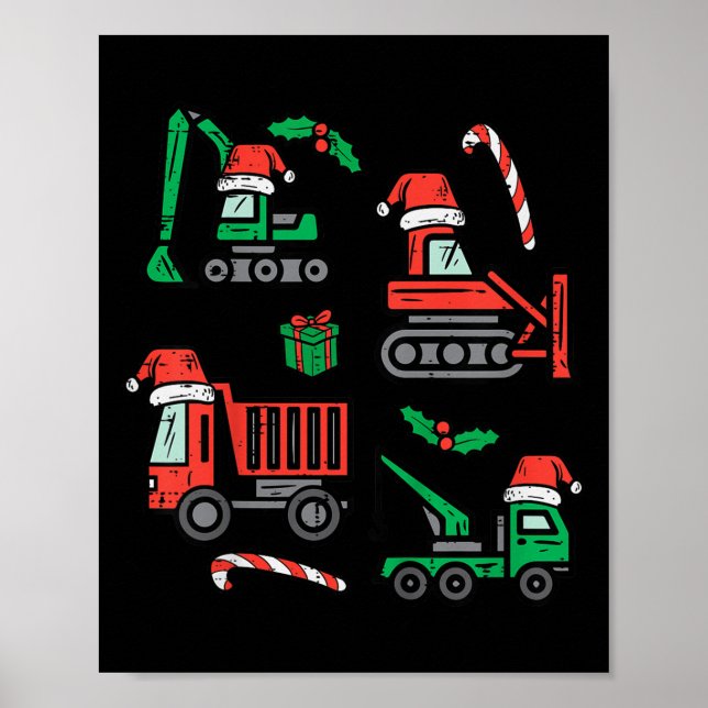 Affiche Kids Christmas Construction Vehicles Truck Xmas Bo (Devant)