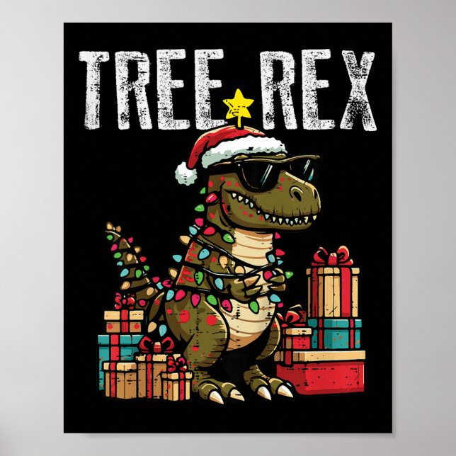 Affiche Kids Christmas Dinosaur Tree Rex Xmas Trex Toddler (Devant)